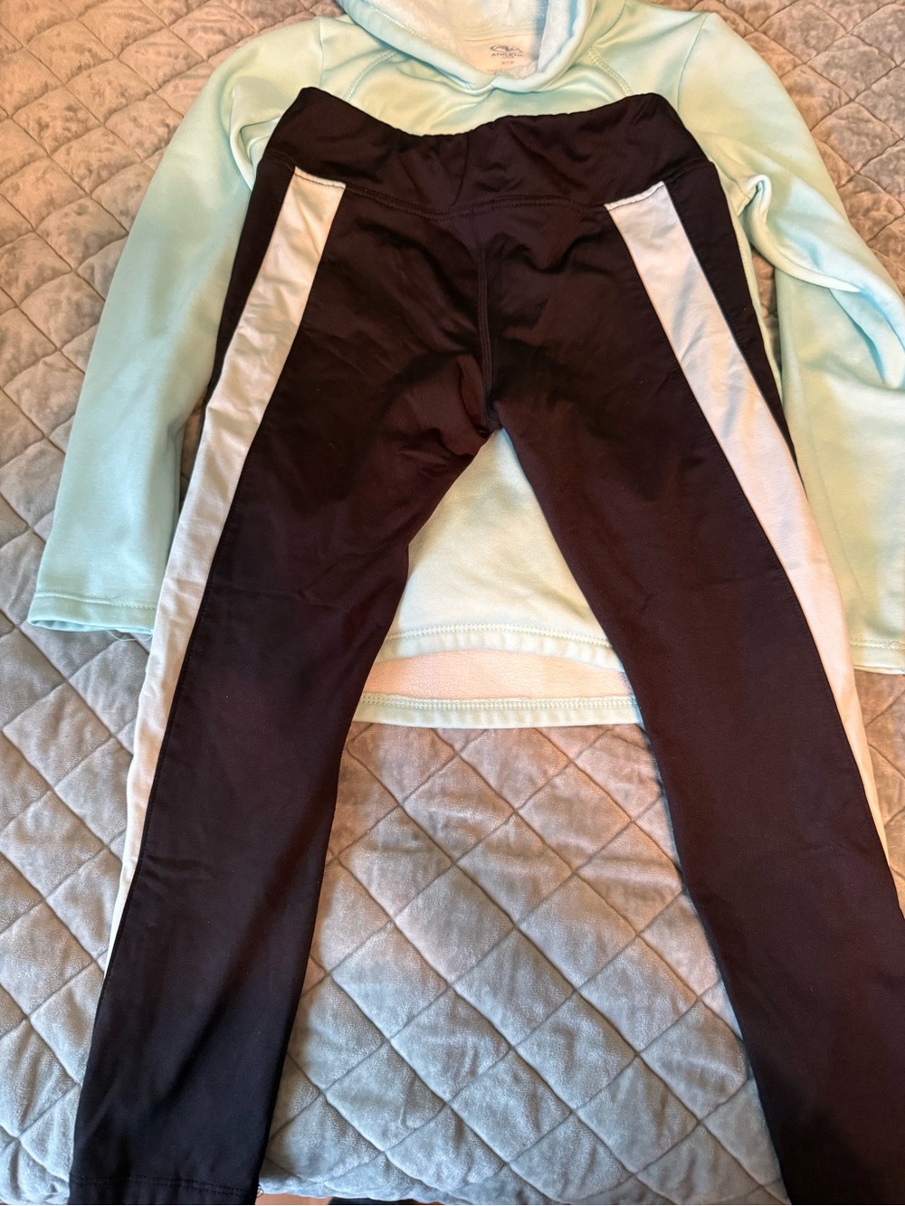 Athletic Works Mint Hoodie with Black Leggings and Cream Stripe - Picture 3 of 3